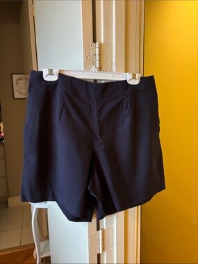 LOFT Navy Elastic-Waist Womens Shorts 7” Pull On Elastic Back